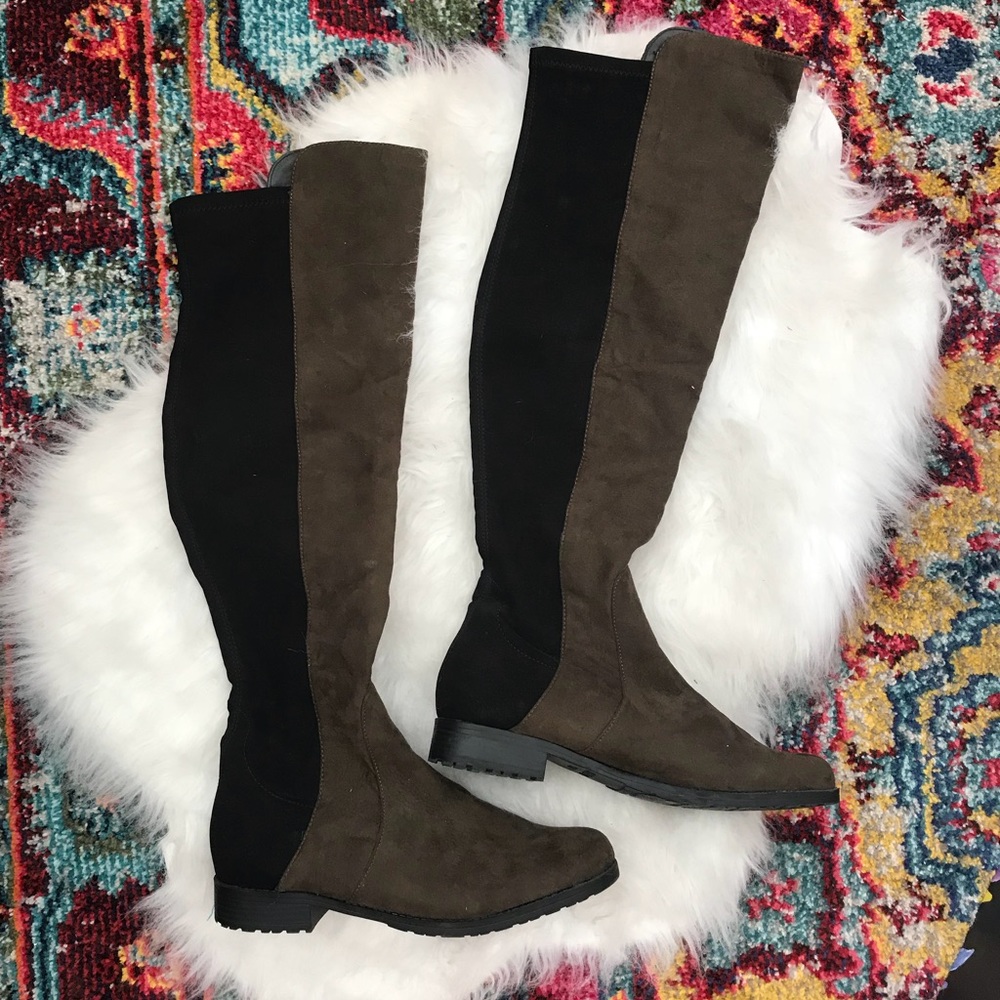 Olive over the knee boots